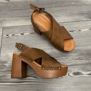 American Eagle Brown Chunky Heel Platform Sandals Clogs